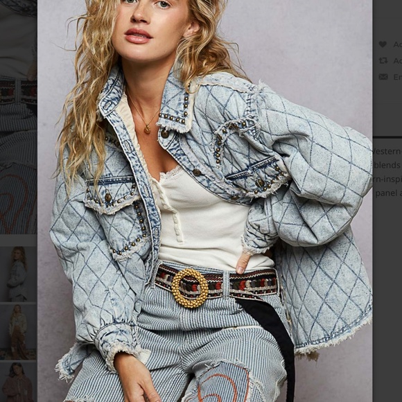 POL “ Rochester “ POL Quilted Jacket Shirt Shacket with Stud Detail 89 - Picture 2 of 8